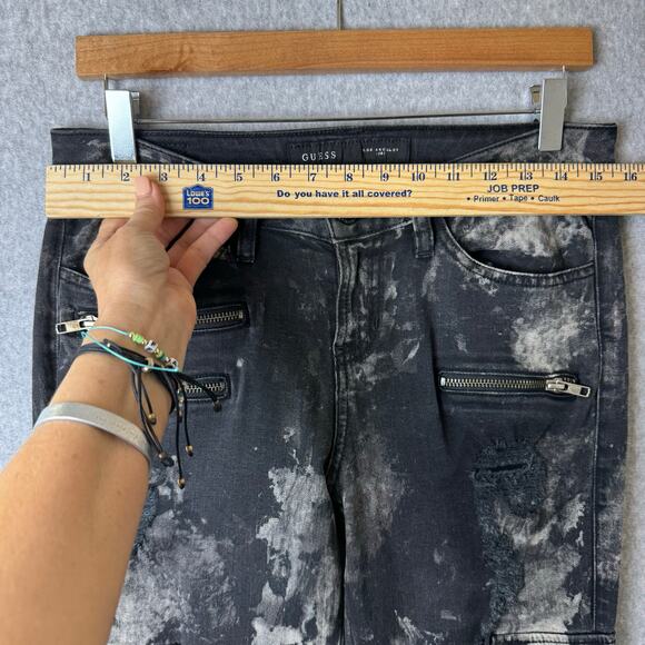 Guess Cargo Jeans Women’s 29 Thrashed Emo Punk Biker Stretch Ankle Zippers - Picture 12 of 16